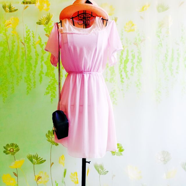 Đầm voan tím hoa cà phối ren khoét vai 2 lớp. Nhẹ nhàng. Dịu dàng.😍😍😍