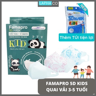 Khẩu trang y tế trẻ em kháng khuẩn 3 lớp Famapro 5D kid quai vải - Túi Hộp 1 thumbnail