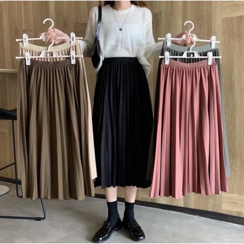 Chân Váy Midi Xếp Ly Dáng Dài , Váy Midi Dáng Xòe Freesize Che Khuyết Điểm | BigBuy360 - bigbuy360.vn