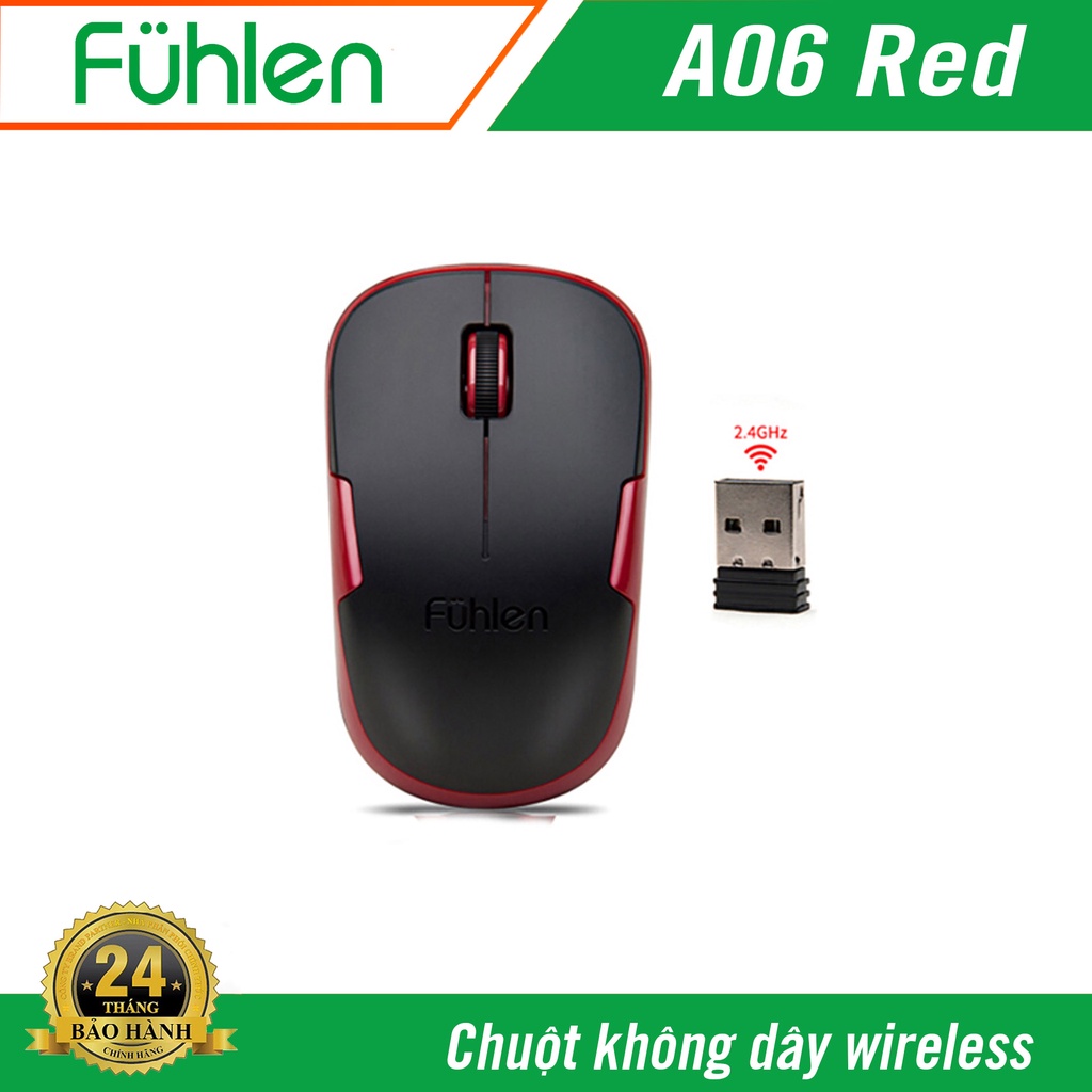 Chuột không dây Fuhlen A06 Đỏ - Bảo hành 1 đổi 1