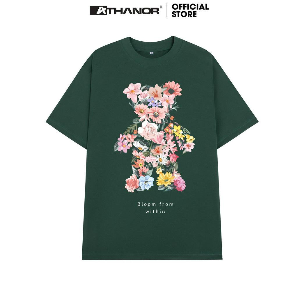Áo thun form rộng ATHANOR tay lỡ - unisex - cotton premium mẫu BLOOM