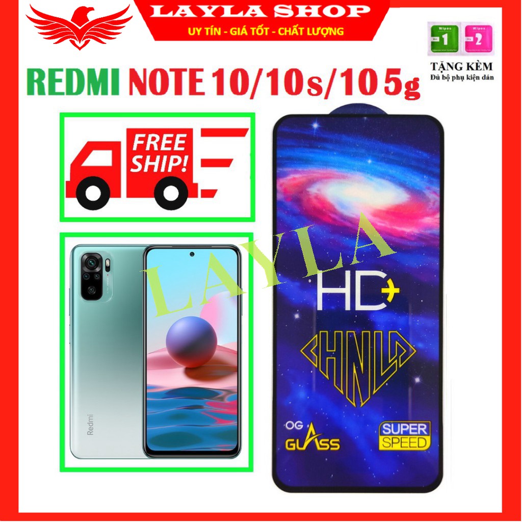 💠CAO CẤP💠 Kính Cường Lực Xiaomi Redmi Note 10/ 10s/ 10 5g - Full màn hình và trong suốt - Phủ Nano chống bám 100%.