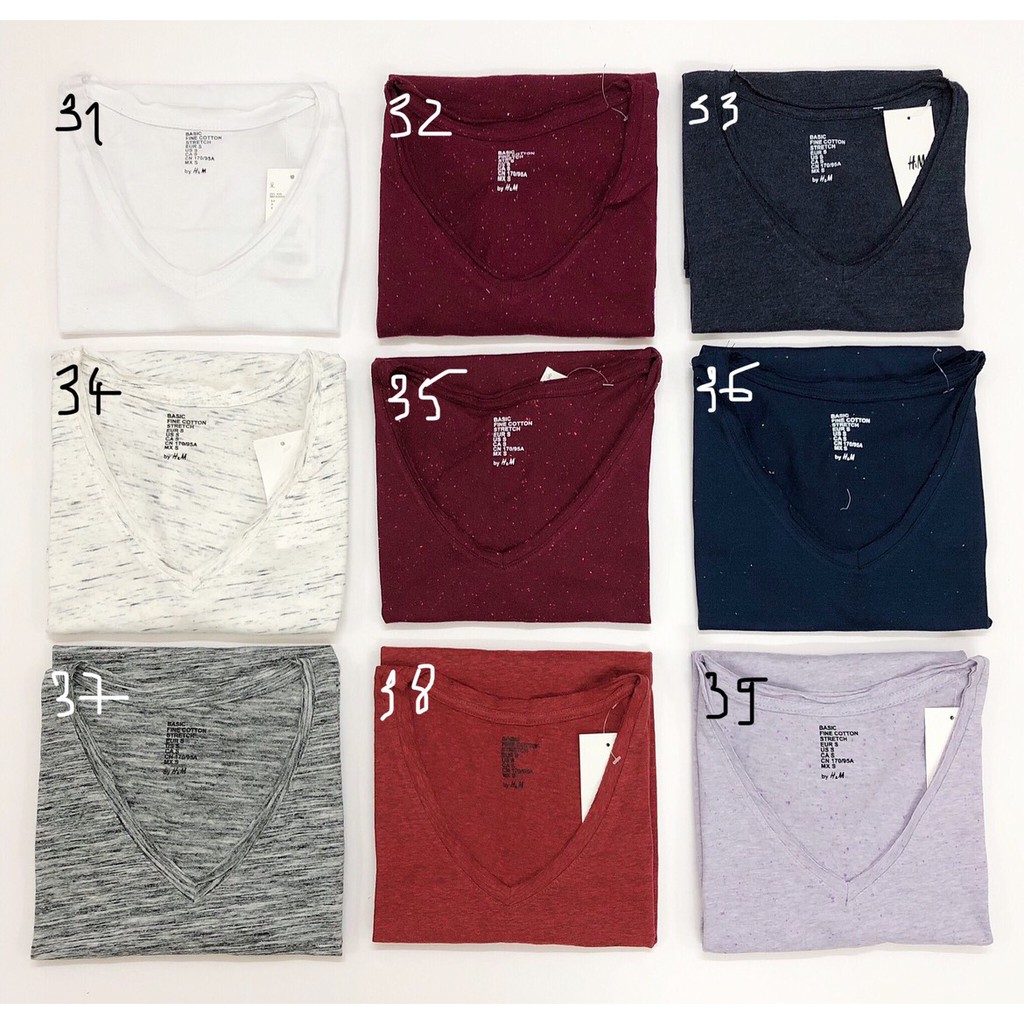 Áo thun HM cổ tim | Hàng VNXK | Basic HM V-neck T-Shirt