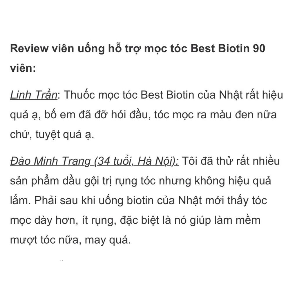 Viên uống hỗ trợ MỌC TÓC Best Biotin Supplement EX Nhật Bản 90 viên