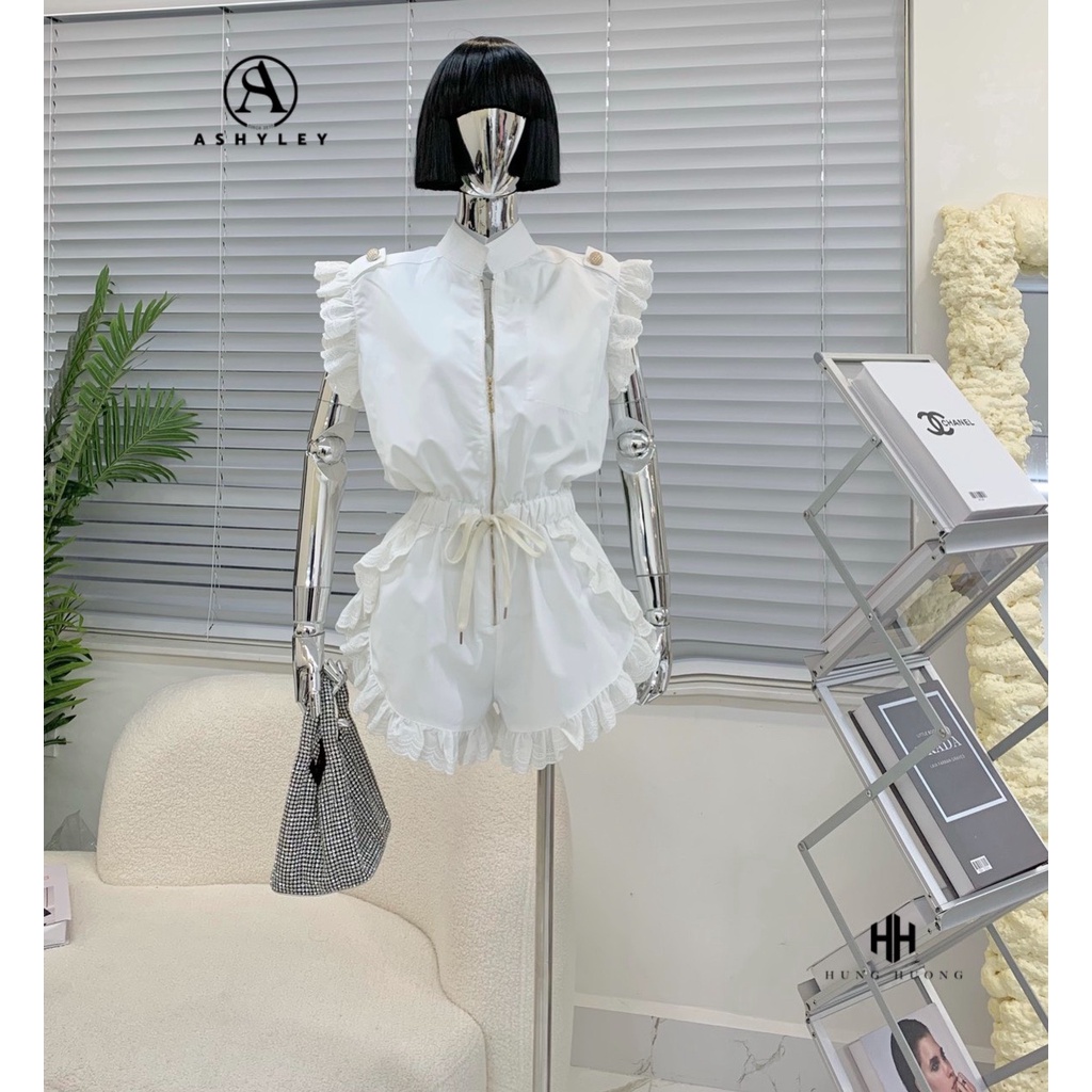 JUMPSUIT ĐÙI CỔ TÀU TÚI NGƯỢC PHỐI REN SIÊU XINH