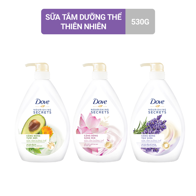 Sữa tắm dưỡng thể Dove 530gr (Mới):Căng bóng thư thái