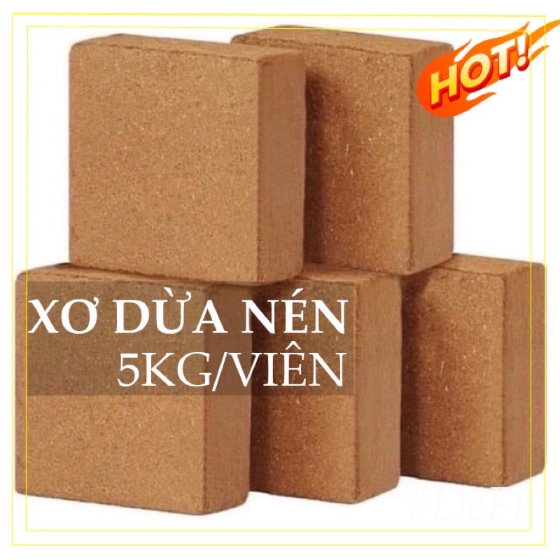 MỤN XƠ DỪA đã qua xử lý viên nén 5kg ( nở được 50-70lít giá thể xơ dừa)