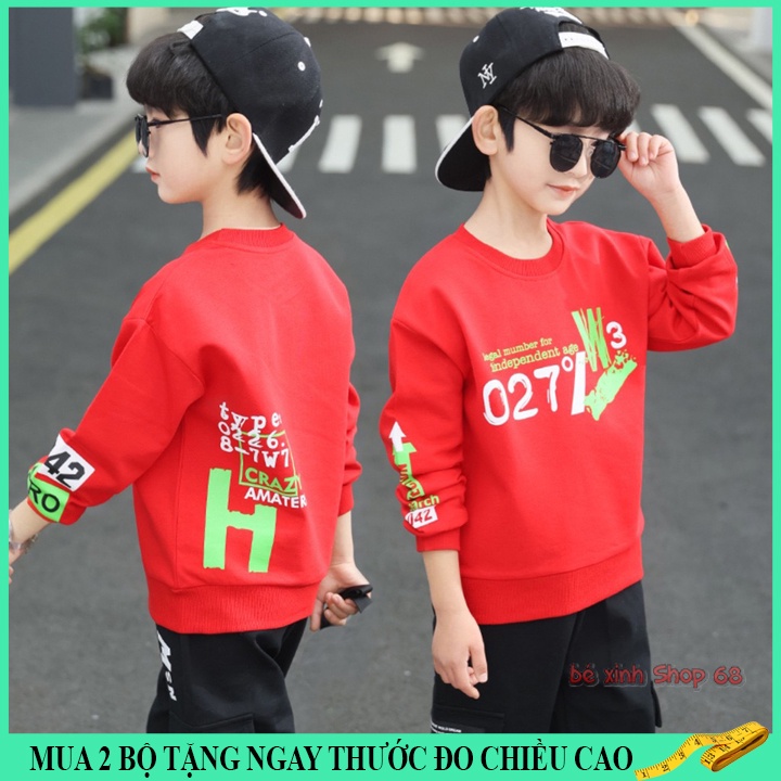 Áo nỉ thu đông bé trai 14-45kg cra.zy cá tính năng động, hàng may kĩ.CRAZY9