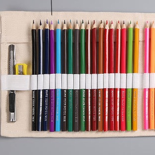 Túi Đựng Bút Chì Màu Đen Bằng Vải Canvas Cỡ Lớn 12 24 36 48 72 Lỗ Tiện Dụng