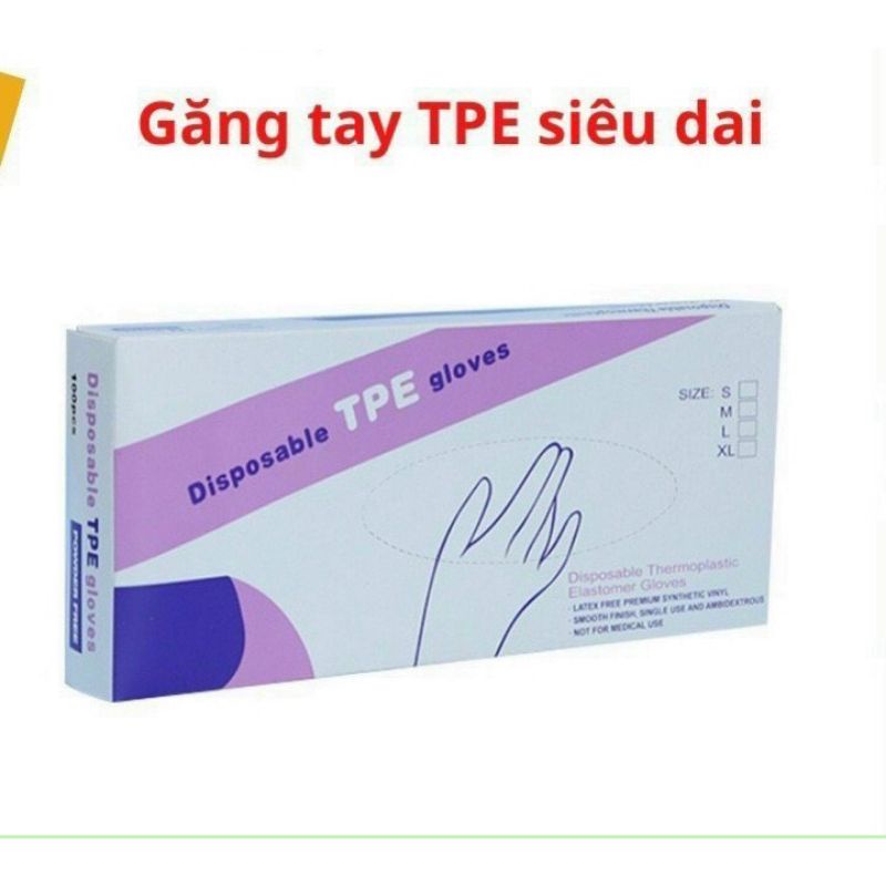 Hộp 100 Găng Tay Cao Su Tpe Victoria Bay, Bao Tay Siêu Dai Dùng 1 Lần Làm Bếp Nấu Ăn Vệ Sinh