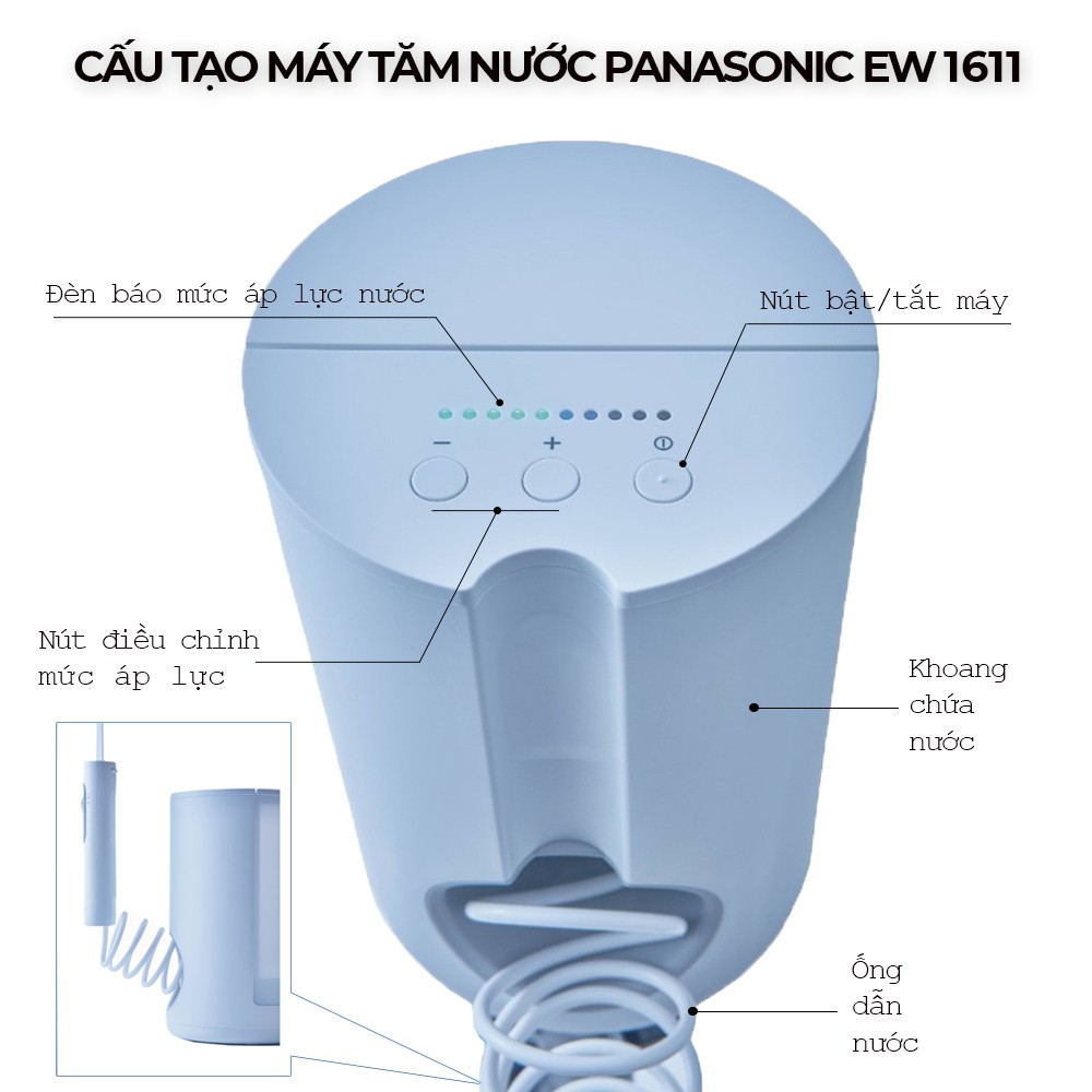 Máy tăm nước Panasonic EW 1611 - Tăm nước công nghệ siêu âm, dung tích lớn