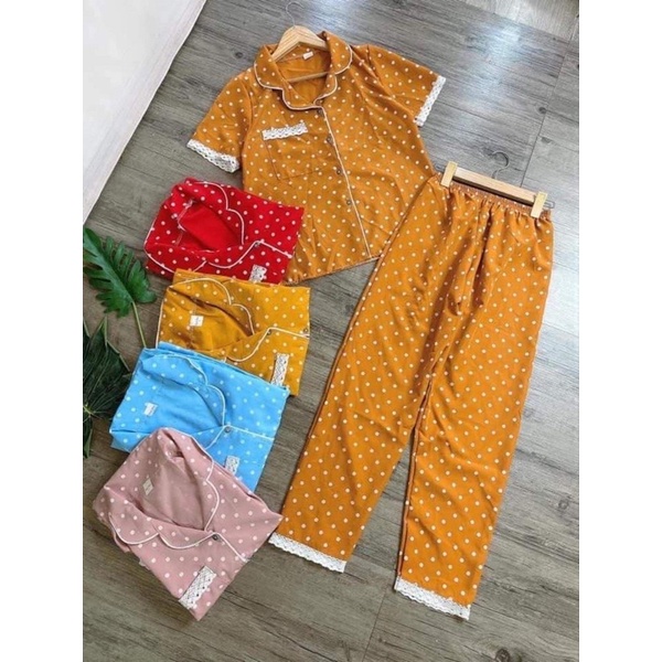 Set Lụa Tiểu thơ chấm bi (freesize từ 45kg đến 63kg)