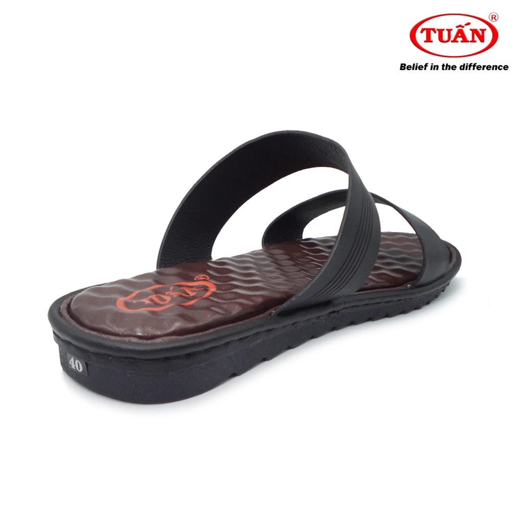 Dép da nam dép quai ngang da tự nhiên mặt mát xa thương hiệu Tuấn DXHU-05H