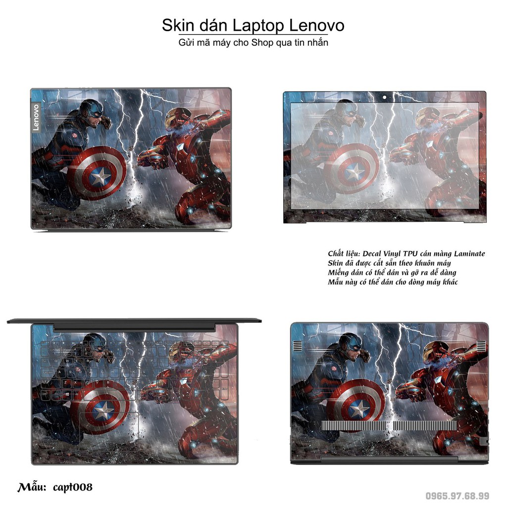 Skin dán Laptop Lenovo in hình Captain (inbox mã máy cho Shop)