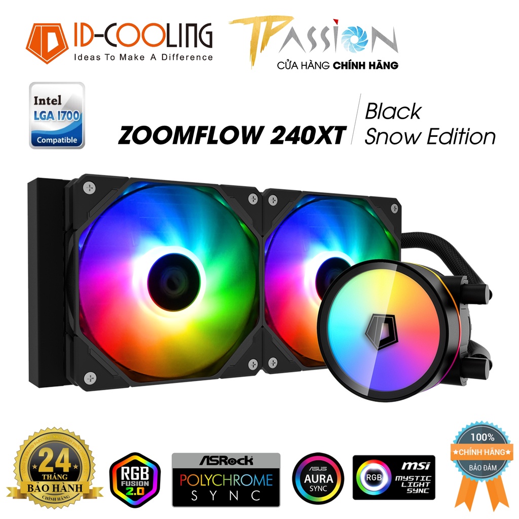 Tản nhiệt nước CPU AIO ID-COOLING ZOOMFLOW 360-XT , 240XT , 240-XT ARGB SNOW EDITION - Chính hãng BH 2 năm, LED 5V 360XT