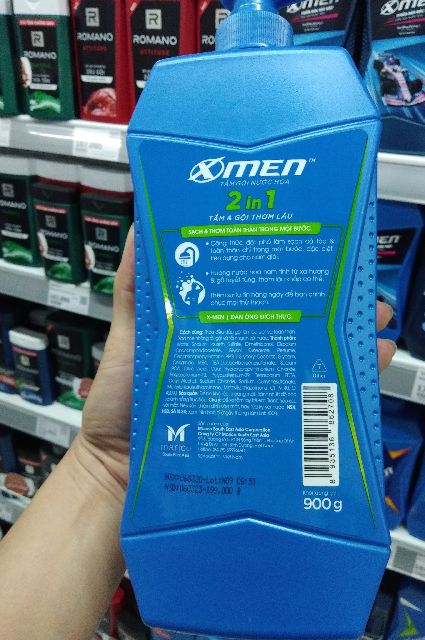 Dầu Gội Nước Hoa X-Men Chai Siêu To Tắm Gội Cả 2 Trong 1 900gam.