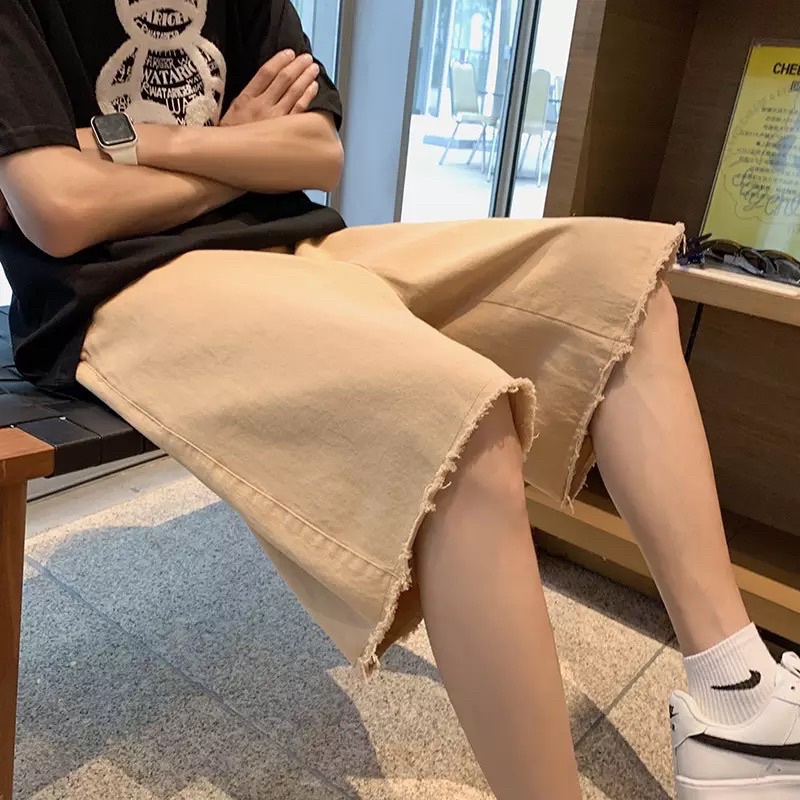 QUẦN SHORT KAKI ỐNG RỘNG NAM NỮ T-A-N Style hàn quốc-QSKT1-dể phối đồ màu be ảnh thật