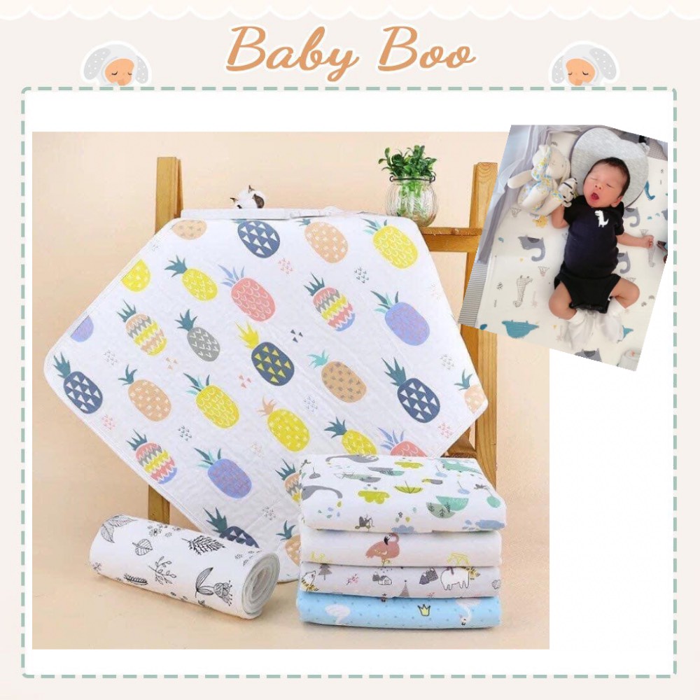 Lót chống thấm 6 lớp sợi tre Organic chất cotton mềm mại, thoáng khí, siêu thấm hút cho bé, tấm lót thay bỉm 50x70cm Ba