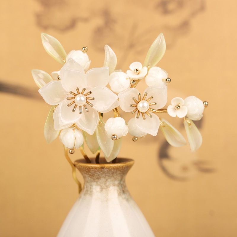 [Hàng Mới Về] Kẹp Cá Mập Phong Cách Trung Hoa Cổ Điển Phối Tua Rua Trang Trí