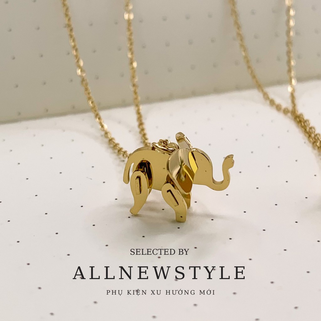 Dây chuyền thép Voi và Sư Tử mạ vàng 18K Allnewstyle