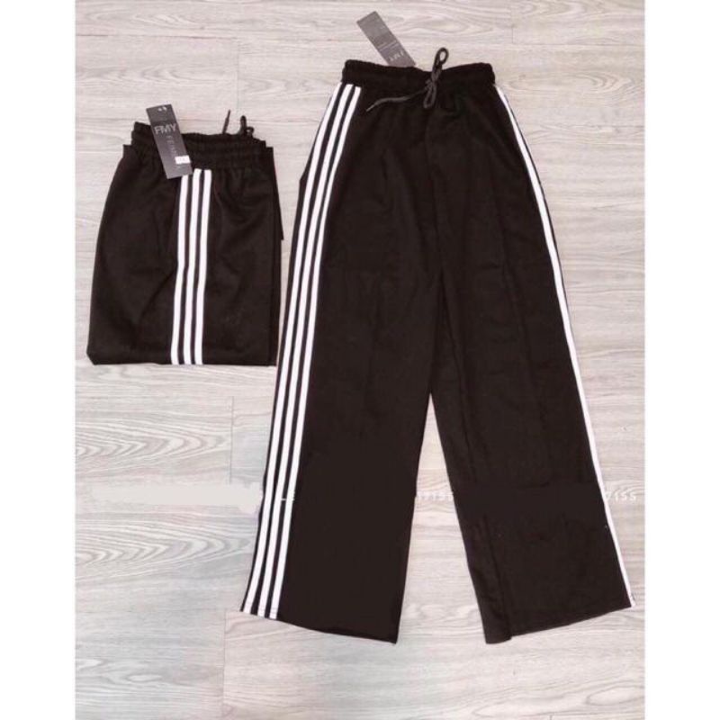 Quần thể thao nam nữ 3 sọc unisex dáng xuông chất Umi không bóng