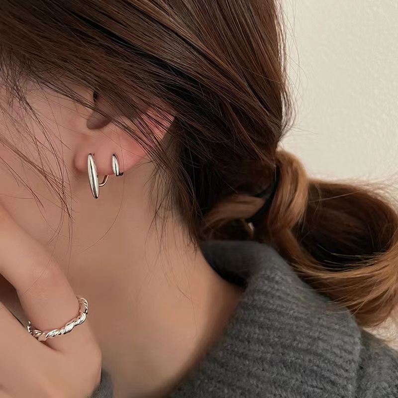 Bông Tai Hình Giọt Nước Bằng Kim Loại Cao Cấp Sang Trọng Phong Cách Hàn Quốc