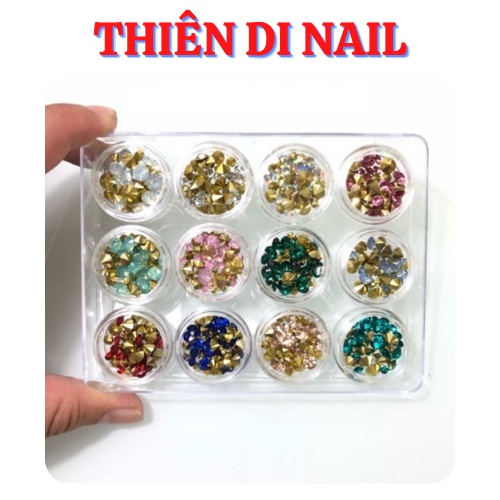 Đá chân nhọn set 12 ô trang trí móng Thiên Di Nail