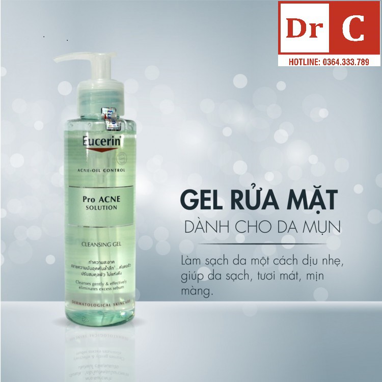 Sữa Rửa Mặt ⚜️CHÍNH HÃNG⚜️ Sữa Rửa Mặt Eucerin ⚜️ Eucerin Pro ACNE Solution Cleansing Gel 200ml