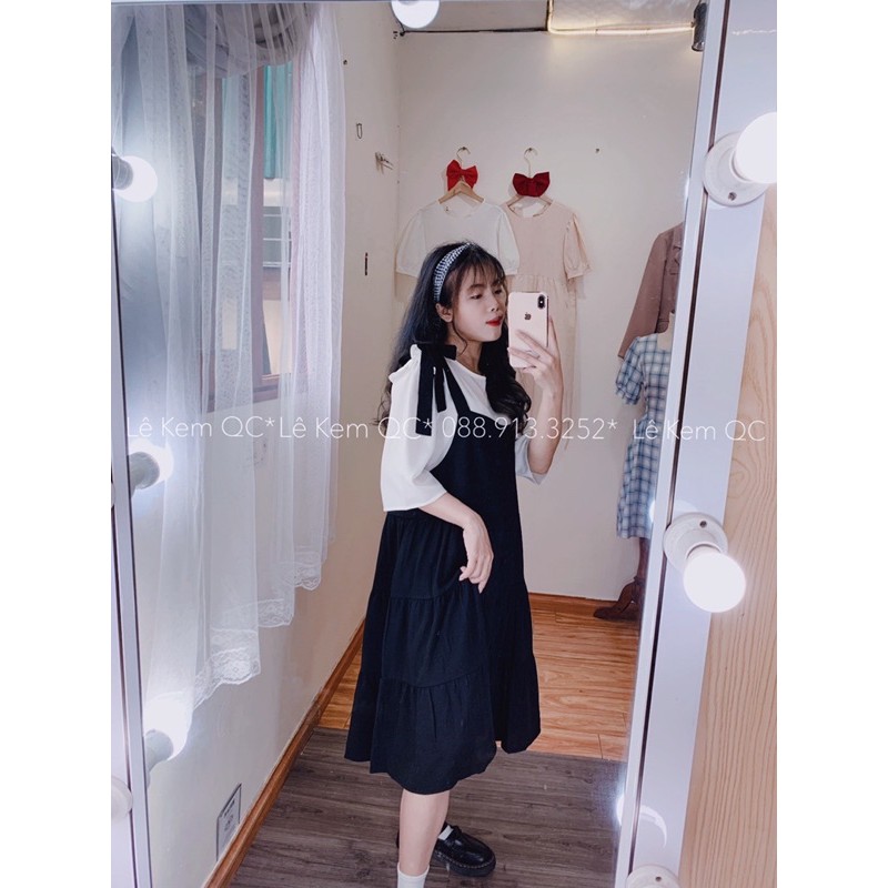 Set Yếm Váy babydoll Kèm Áo Kiểu Ulzzang Vintage
