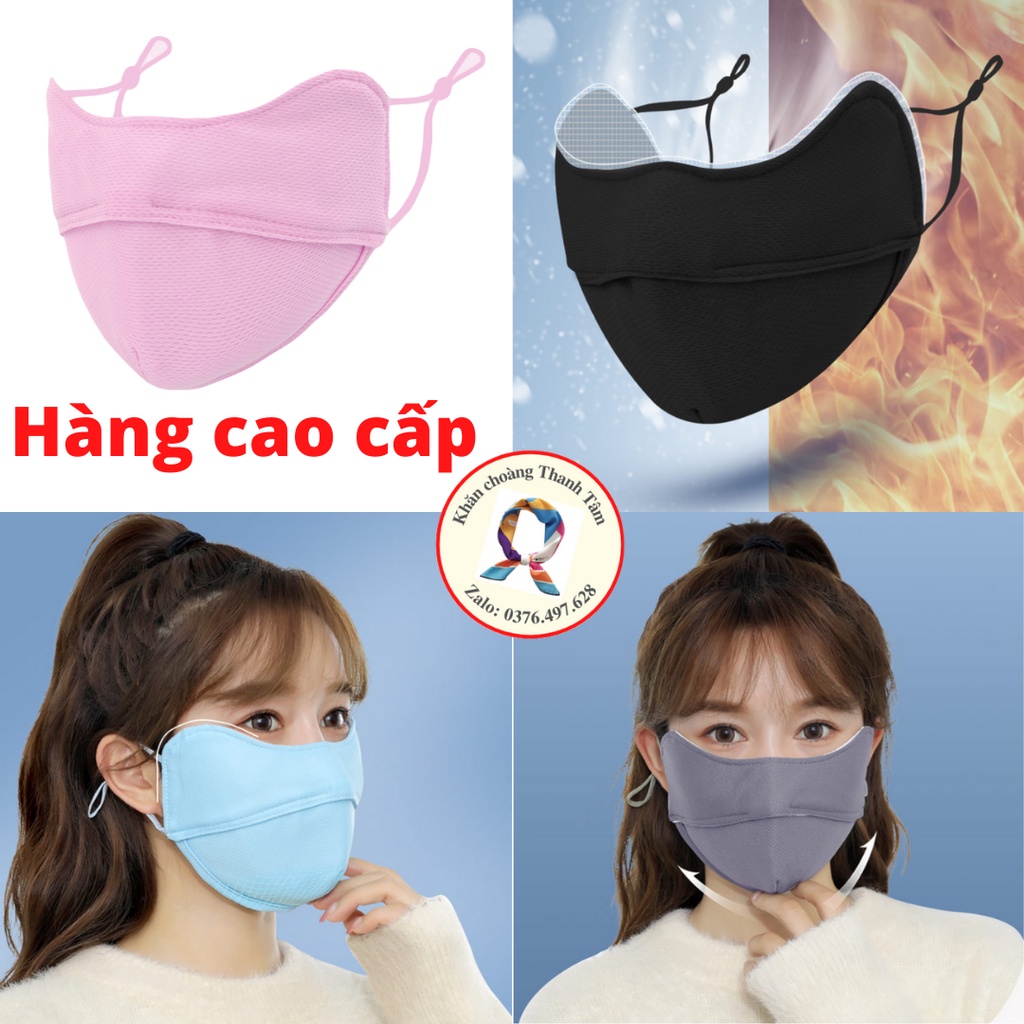 Khẩu trang vải kháng khuẩn thời trang cao cấp chống bụi chống nắng có nút chỉnh dây loại dày giữ ấm mùa đông