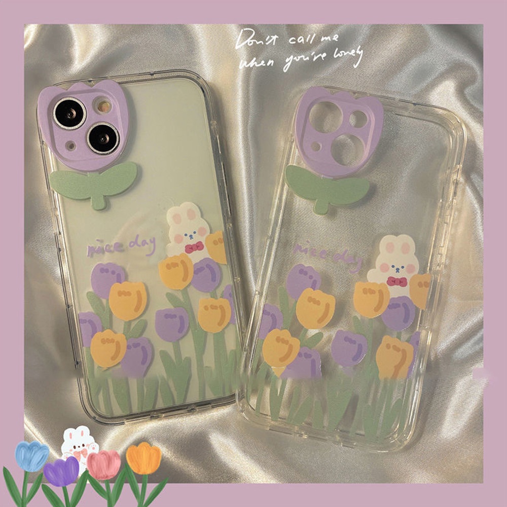 Ốp Điện Thoại TPU Mềm Siêu Mỏng Chống Sốc In Hình Hoa Tulip Cho IPhone 13 12 11 Pro Max X XR 8 7 Plus