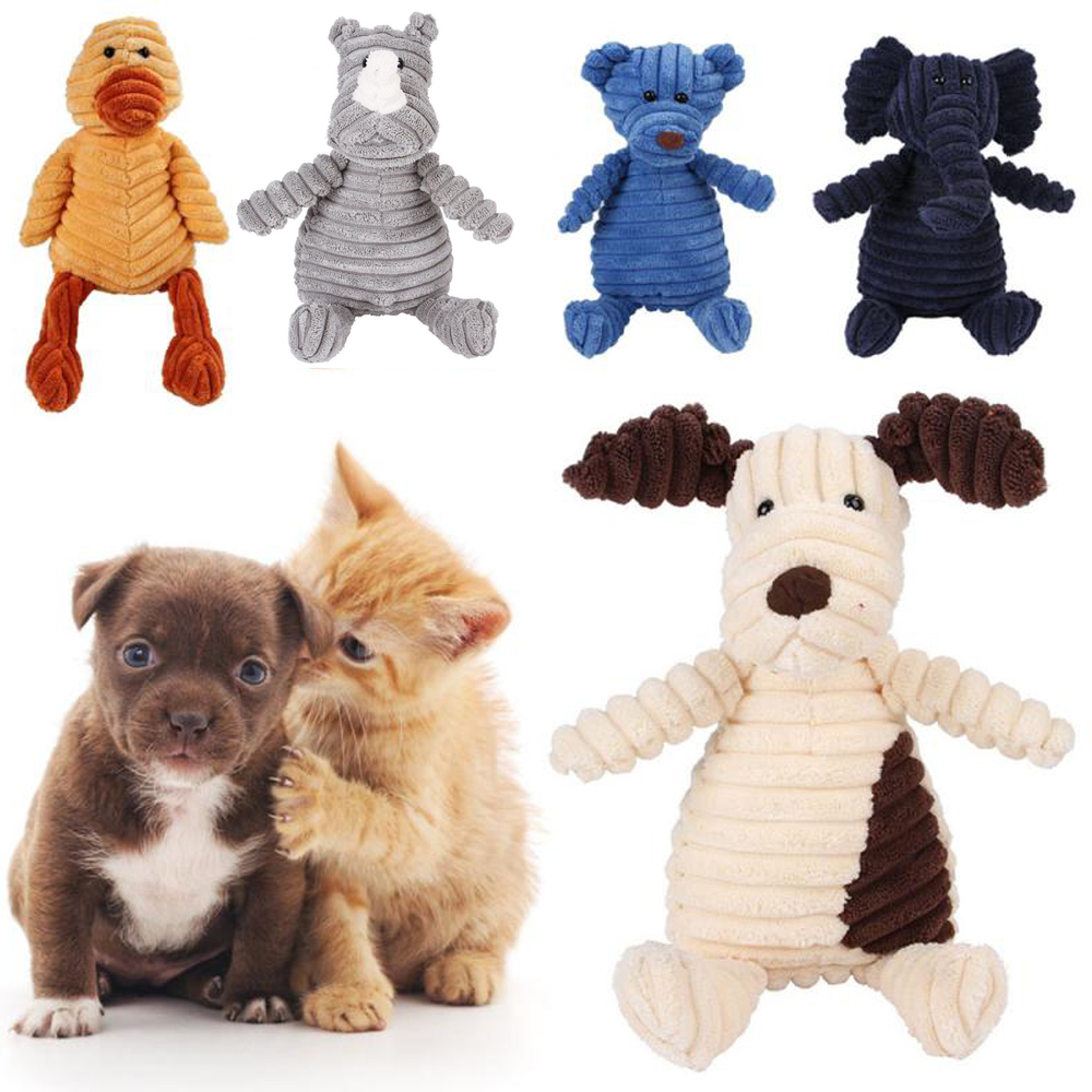 ❀SIMPLE❀ Pet Supplies Sounding Plush Toy Soft Bite Resistant Dog Chew Toys Interactive Monkey Corduroy Sheep Vocalization Funny Sound Squeaker/Multicolor