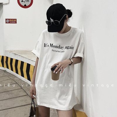 Áo phông chữ Monday sáng tươi cá tính fom rộng
