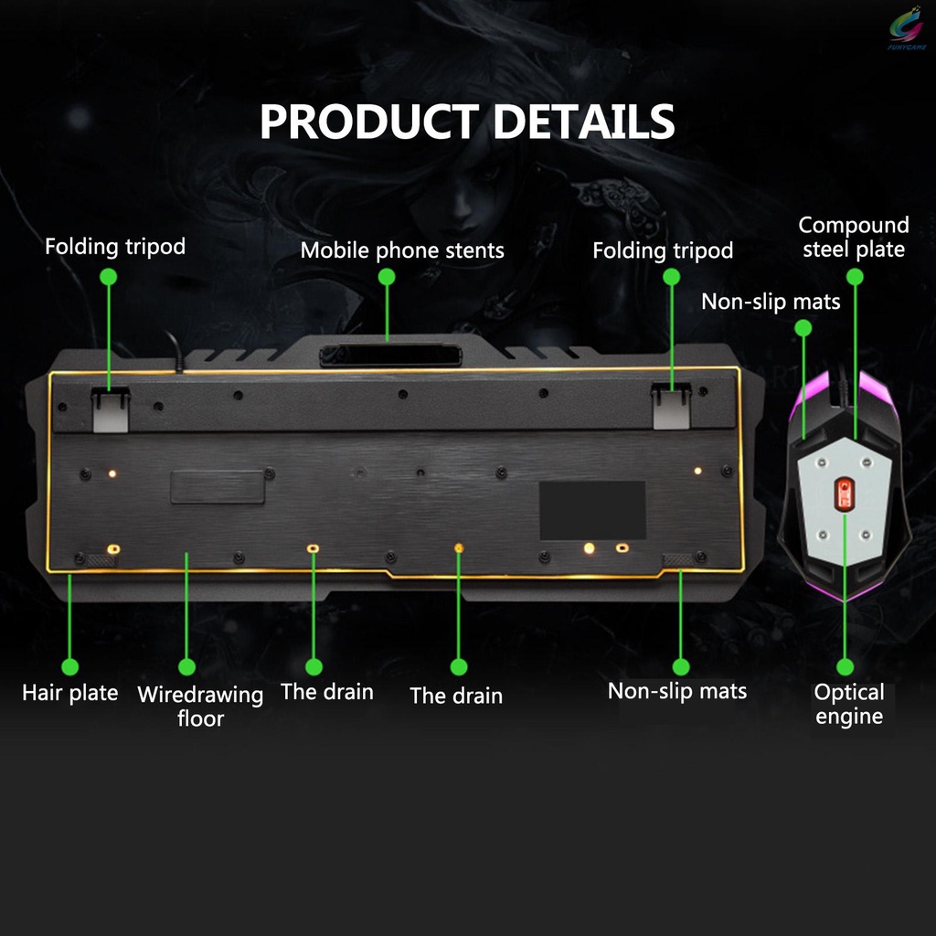 Bộ Bàn Phím Cơ Và Chuột Chơi Game Fy T21 Có Đèn Nền Siêu Bền Thoải Mái Chống Mài Mòn