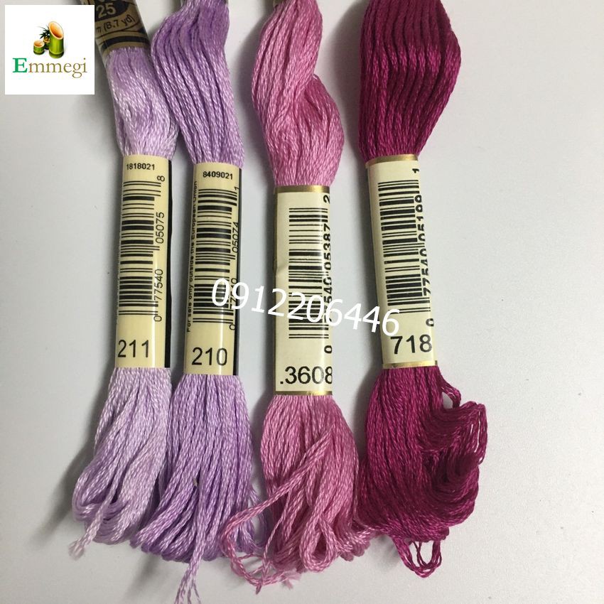 Set chỉ thêu DMC nhập khẩu chính hãng từ Pháp  gồm 4 tép màu như hình thêu tranh thêu chữ thập thêu váy quần áo ga gối. | BigBuy360 - bigbuy360.vn