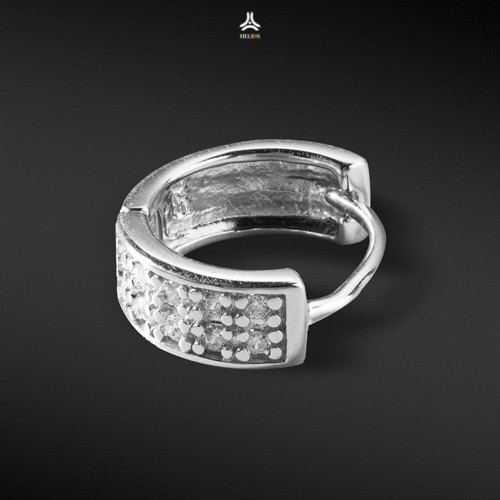 Khuyên tai bạc nam, nữ HeliSilver Glory - Đá Trắng KTB103