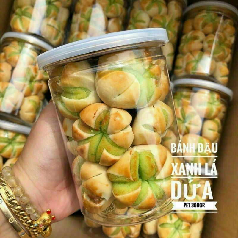 Bánh đậu xanh lá dứa đồng tiền 300g