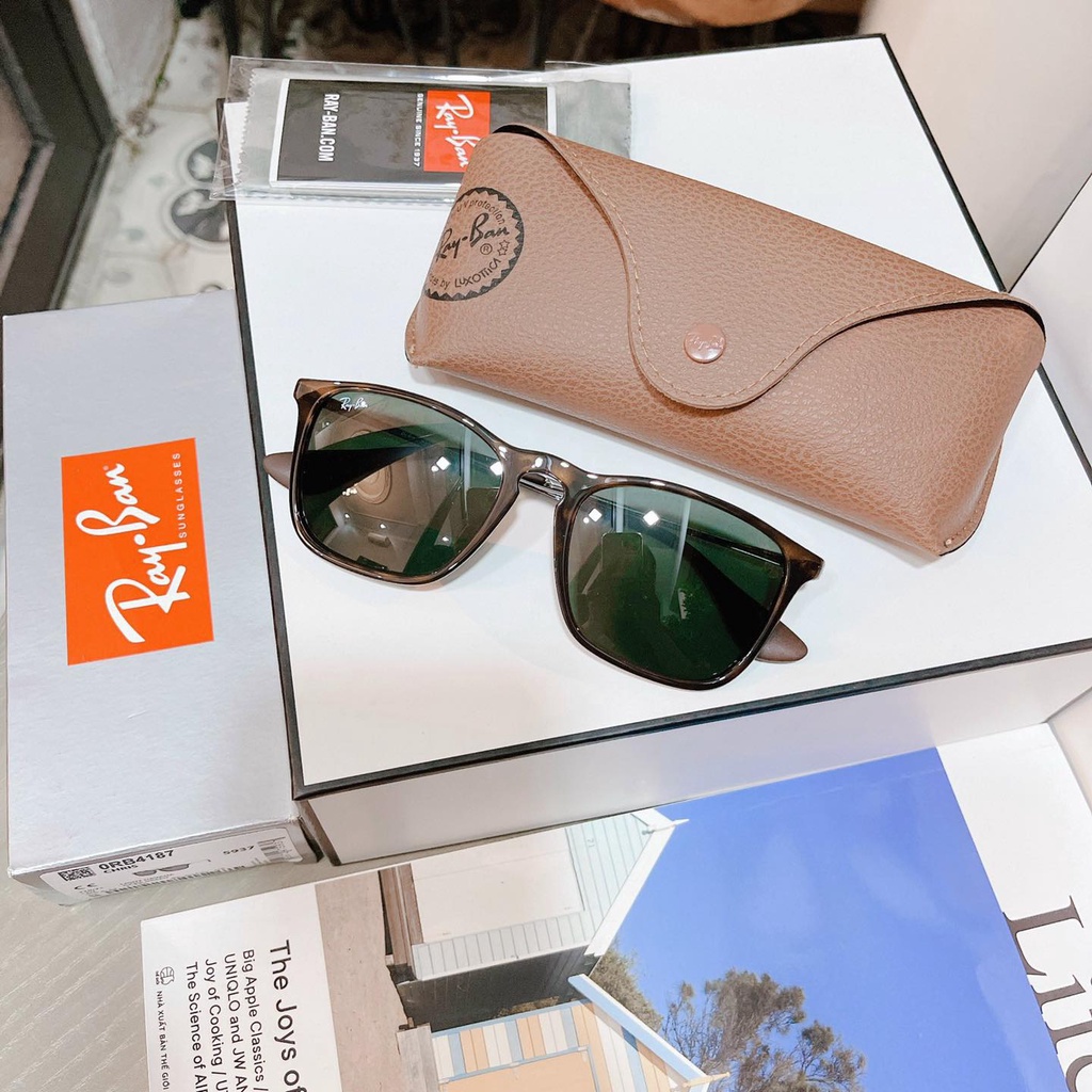 Kính Mát Ray-ban RB4187 710/71 viền nhựa trơn havana mắt vuông