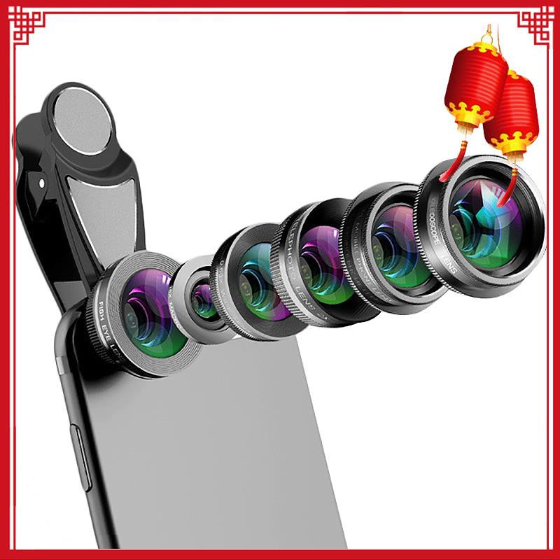 Phone Camera Lens,6 In 1 Cell Phone Lens Kit For Iphone And Android, Kaleidoscope Wide Angle+Macro Cpl Fisheye Telephoto Zoom Phone Lens Kit