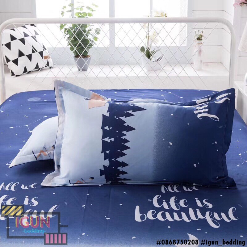 set ĐÊM ĐÔNG LẠNH GIÁ  bộ Chăn Ga Gối 4 món Poly cotton HÀN QUỐC 100%