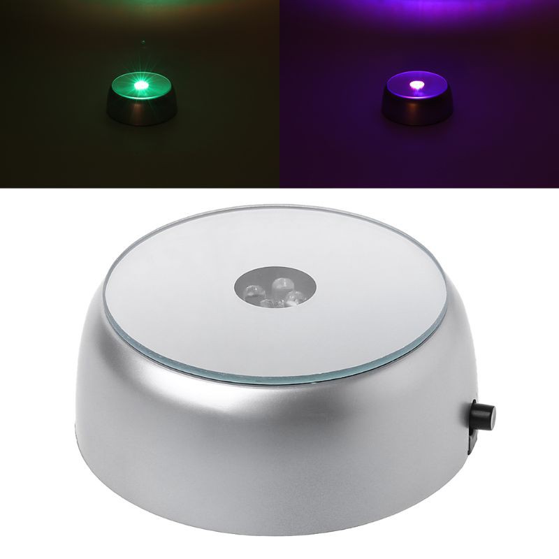 SEL 4-LED Round Luminous Base Laser Light Stand Holder For Cocktail Crystal Glass Transparent Objects Display