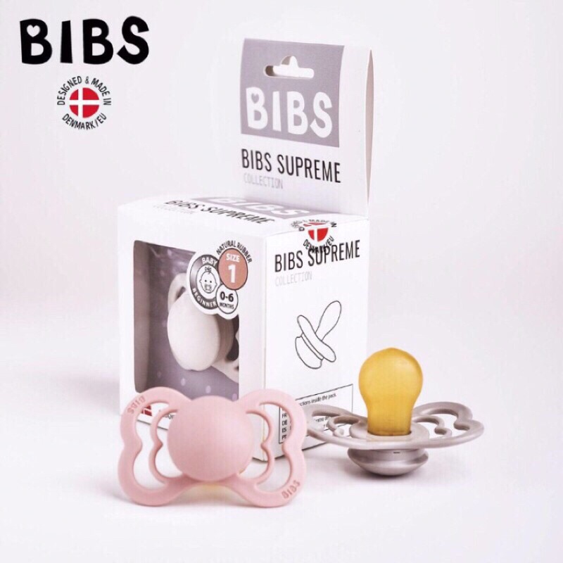 [Mẫu mới] Ti giả BIBS Supreme có núm ti dẹt nhập khẩu Đan Mạch (tặng kèm hộp nhựa đựng ti)