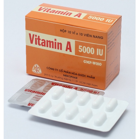 VITAMIN A 5000IU - BỔ SUNG VITAMIN A CHO TRƯỜNG HỢP BỊ THIẾU VITAMIN A- HỘP 100 VIÊN