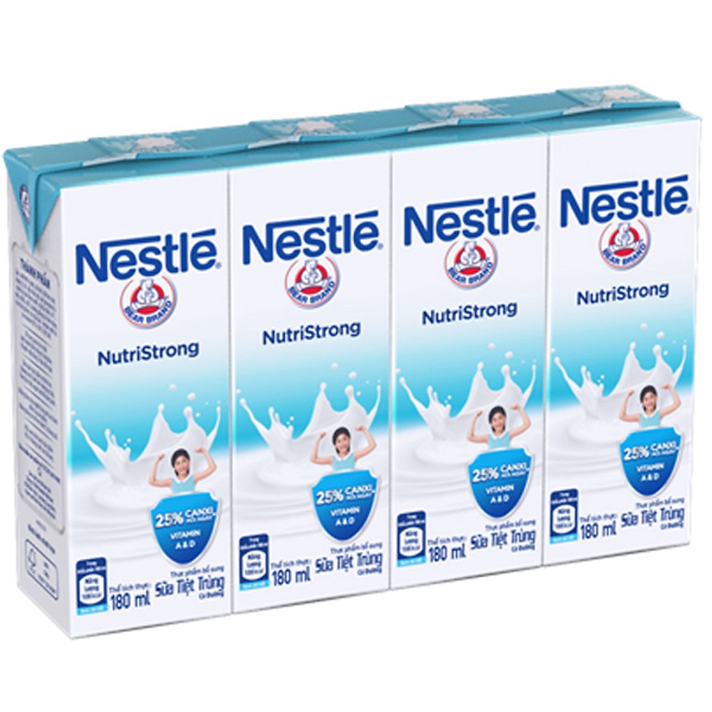 Thùng 48 hộp sữa tiệt trùng Nestle NutriStrong có đường 180ml