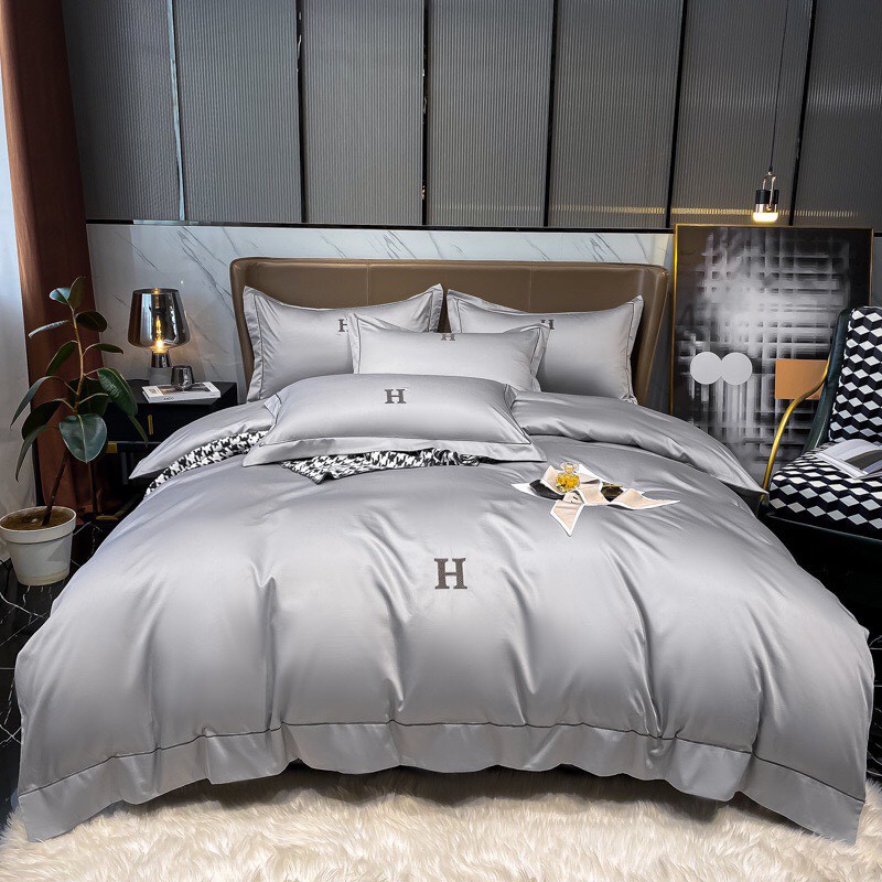 [Hàng cao cấp] Bộ chăn ga gối Lụa Hermes 4 món siêu víp | BigBuy360 - bigbuy360.vn
