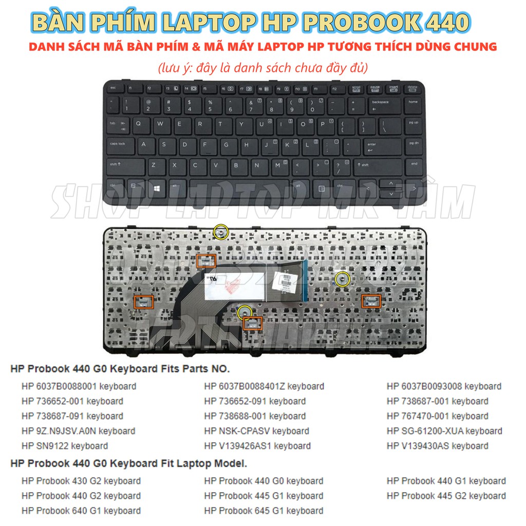 (KEYBOARD) BÀN PHÍM LAPTOP HP PROBOOK 440  dùng cho ProBook 430 G2, 440 G0, 440 G1, 440 G2, 445 G1, 640 G1, 645 G1