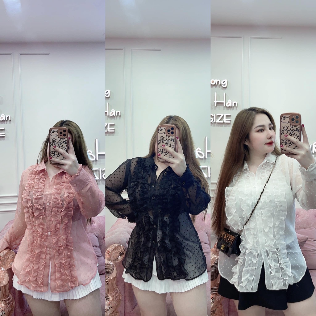 SET SƠ MI VOAN BI TIỂU THƯ TẶNG KÈM ÁO DÂY BIGSIZE