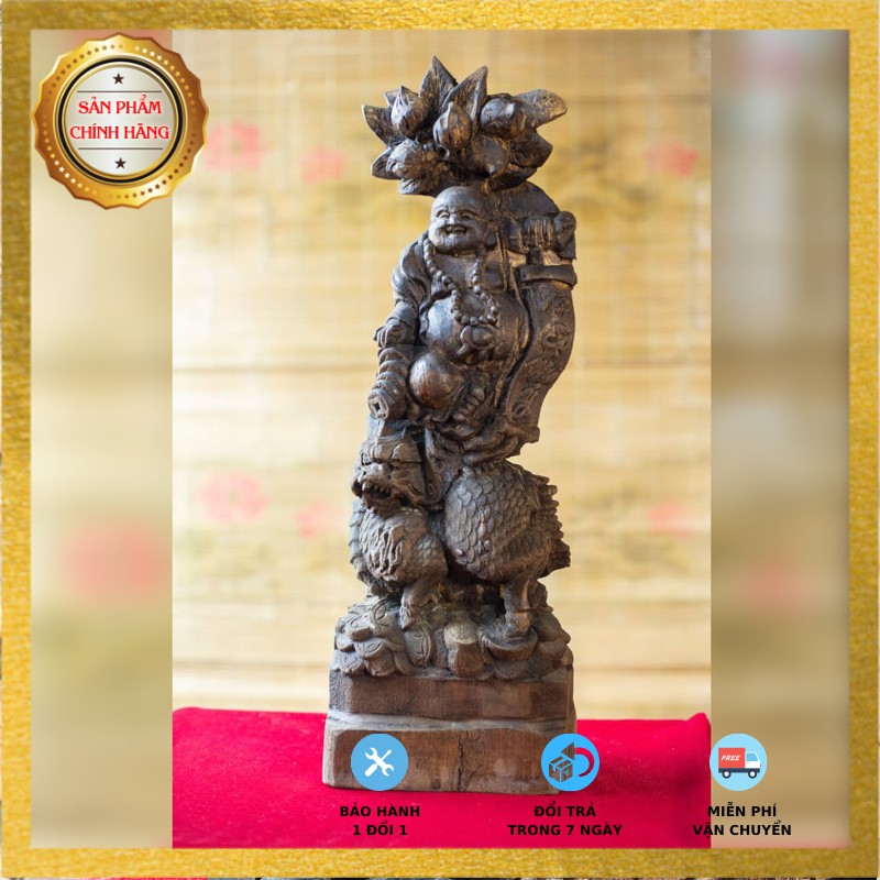 Tượng Phật Di Lặc cưỡi lân [Tượng Trầm] [Trầm Hương Búp Sen]
