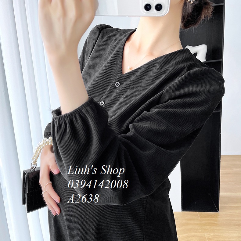 Váy Dạ Tăm Mùa Đông Công Sở Lịch Sự A2638