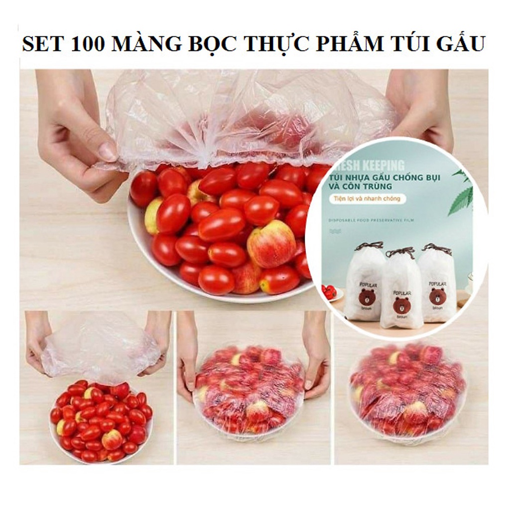 Màng bọc thực phẩm co giãn 100 chiếc màn đựng túi gấu xinh GD61